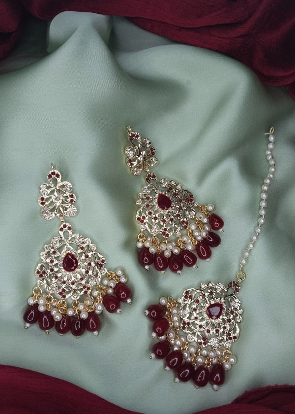 ZH | Maroon Drop Choker Set