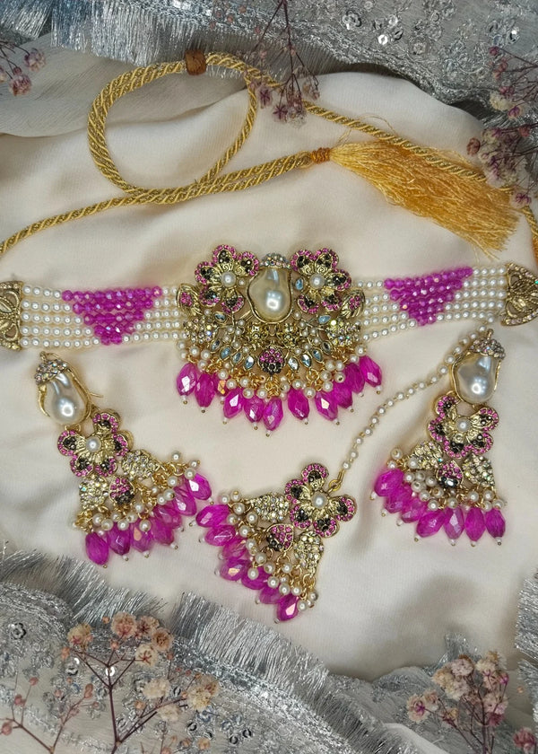 ZH | Ruby Pink Choker Set
