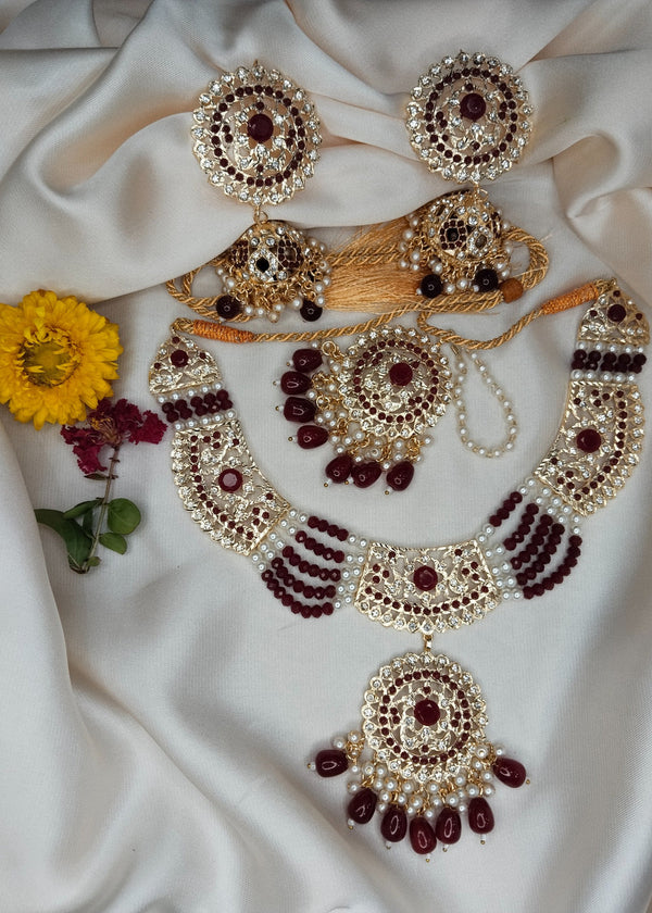 ZH | Maroon Fiza Choker set