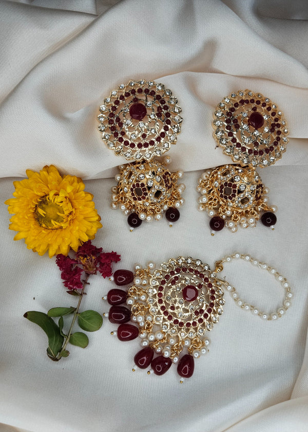 ZH | Maroon Fiza Choker set
