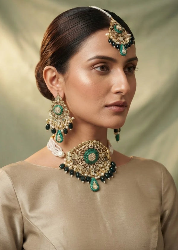 ZH | Green Shahi Choker Set