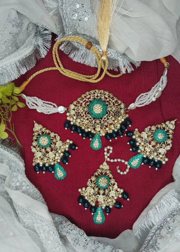 ZH | Green Shahi Choker Set