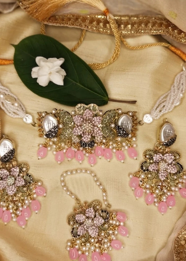ZH | Pink linora Choker Set