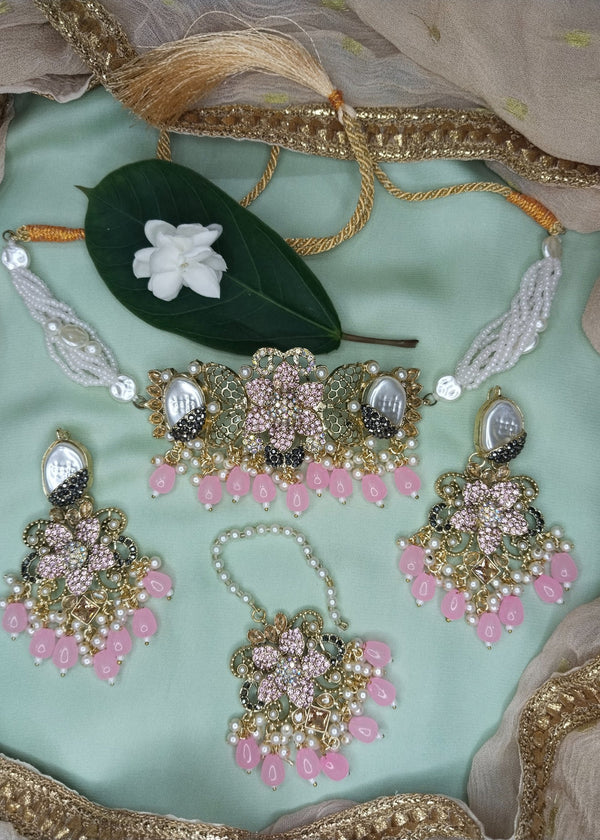 ZH | Pink linora Choker Set